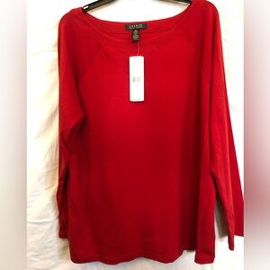 2X Ralph Lauren Red Long-Sleeve Crewneck Tee 95% Cotton